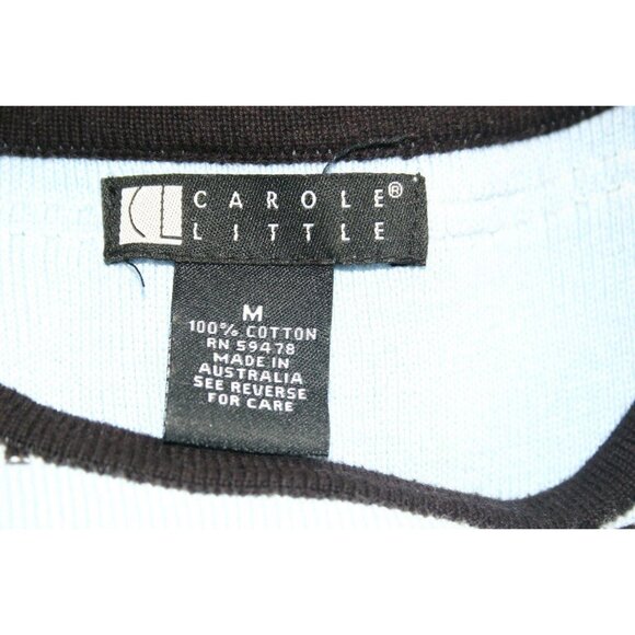 Carole Little Womens Sleeveless Light Blue Striped Knit Sweater Top Size Medium - Picture 5 of 5